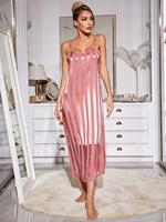 Robe de nuit en soie à rayures personnalisées Chemise de nuit 2 pièces Robe de mariée rose Ensembles Peignoirs en satin Cami Demoiselle d'honneur