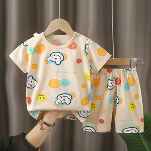 Conjunto de ropa de algodón con estampado de oso de dibujos animados para bebés, niños pequeños, traje de 2 piezas para recién nacidos de 0 a 6 meses y 6 a 9 meses - Product Image 1