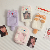 Porte-clés mini album photo en peluche Kawaii pour filles, motif pingouin et chat de dessin animé, pour cartes Kpop, cartes d'identité et cartes de crédit