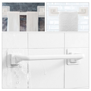 Wholesale Household Self-adhesive <b>Towel</b> Rack Plastic Wall-mounted Home Bathroom Frame Adhesive Simple Shelf - Product Image 4