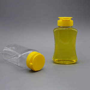 Botella de Plástico PET Transparente Desechable de 180 ml, Apta para Alimentos, con Diseño de Tapa Abatible para Miel, Jarabe de Pera y Porciones - Product Image 1