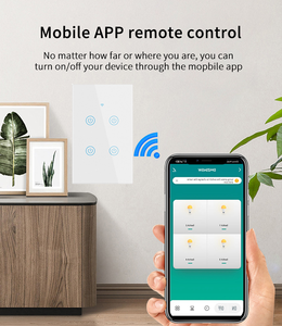 Interrupteurs muraux compatibles Ewelink, norme <span class=keywords><strong>BZ</strong></span> AU US, télécommande WiFi, 240V avec panneau en verre câblé neutre, interrupteur tactile - Product Image 3