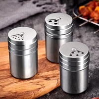 Pot à épices en acier inoxydable 410 de qualité alimentaire avec couvercle rotatif pour sel, sucre, poivre