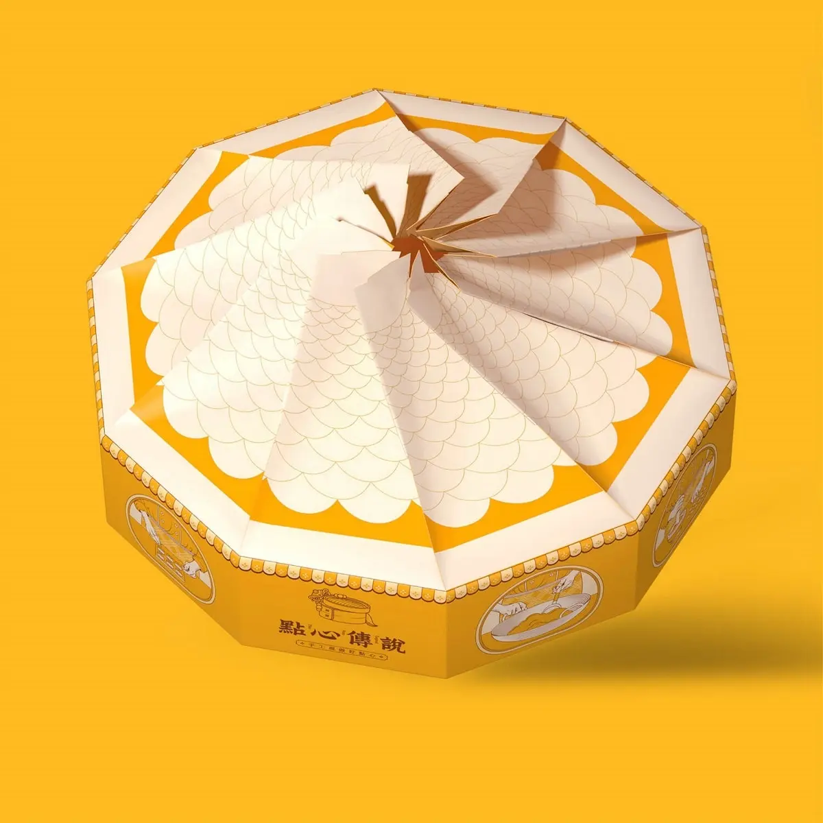 Scatola di stampa scatole di macaron personalizzate confezione di scatole poligono di carta per dolci