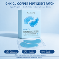 Patchs Hydrogel Contour des Yeux OEM Marque Privée GHK Cu Peptide de Cuivre Centella Caféine Acide Hyaluronique Anti-Âge Cernes et Poches