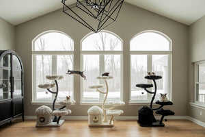 Çiçek kedi tırmalama sütunu tırmanma çerçeve ağaç evi Modern lüks kule tırmalama sütunu kedi ağaçları & <span class=keywords><strong>Scratcher</strong></span> ahşap kedi ağaçları - Product Image 5