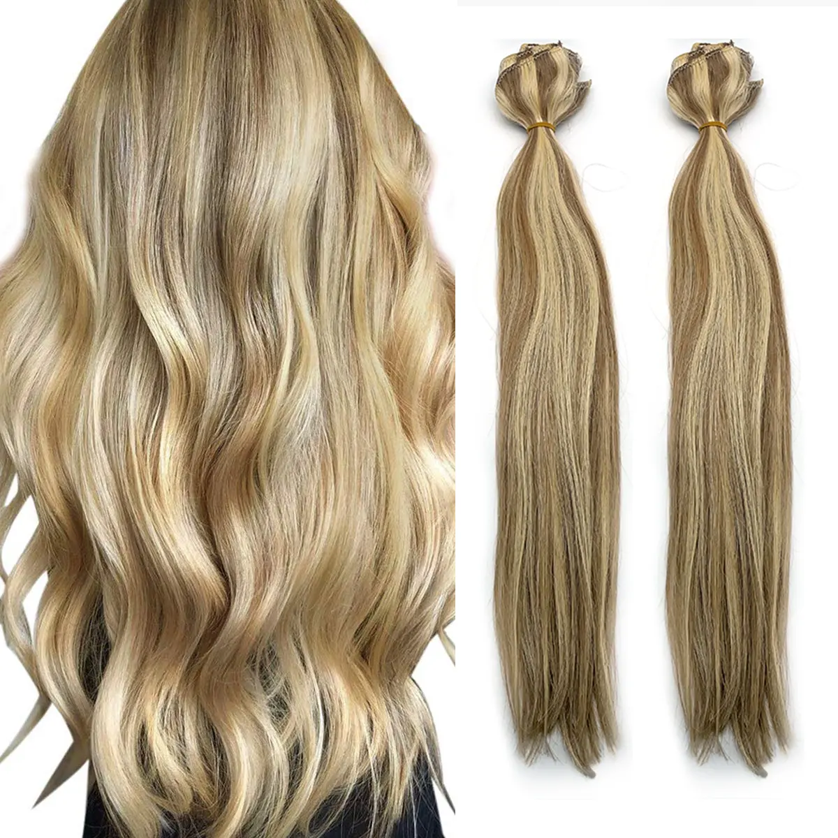 Extensões de cabelo Clip in Cabelo Humano para Mulheres Silky Straight Natural Black to Chestnut Brown Highlight Black Ombre Hair extention