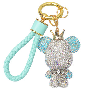 Luxury Bear Key Chain Crystal Bag Pendant Diamond Glitter Strap Rhinestone Key Ring Bling Bling Metal Keychains Cartoon Style