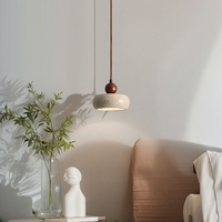Lustre en pierre élégant de style japonais Wabi-Sabi, lampe suspendue en bois à spectre complet pour la protection des yeux, 150 mm, chambre à coucher, chevet, restaurant