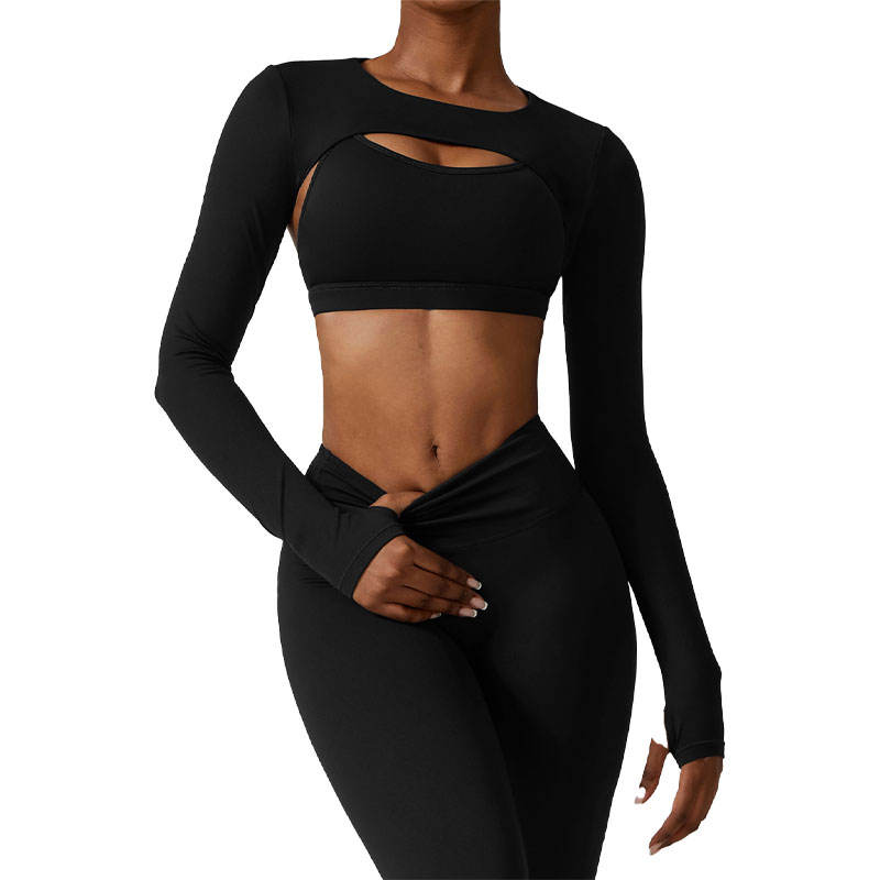 CCX8347 Women's Long Sleeve Crop Tops Beauty Back Workout Crop Top With  Thumb Hole Running Sports T-shirt Workout Athletic Wear