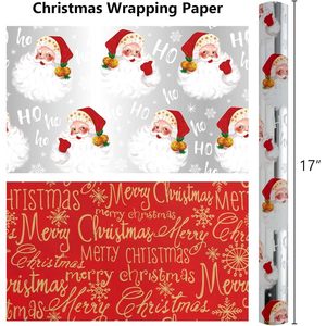 MAYPLUSS Christmas Wrapping Paper 17in x 33ft Reversible Santa Snowflake Design Gift <b>Wrap</b> for Holiday Crafting - Product Image 4