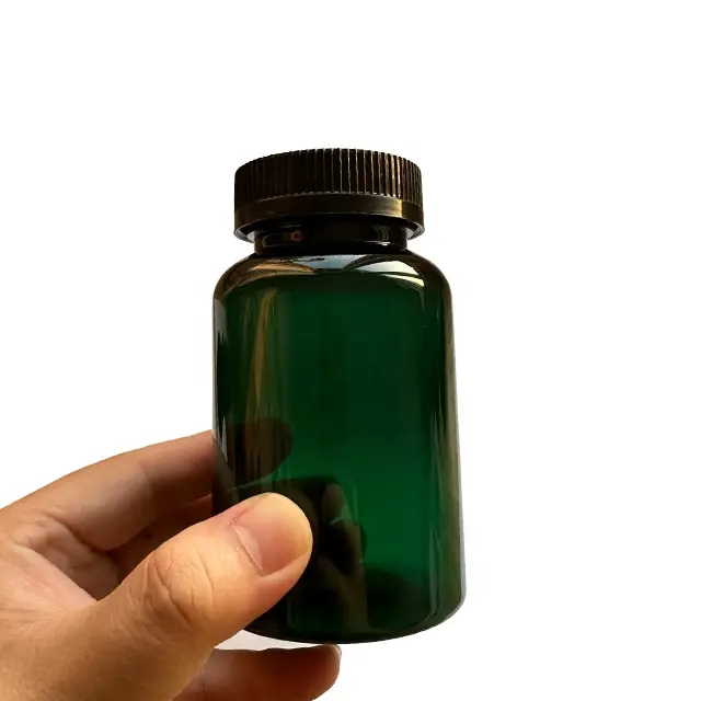 Empty 120cc 250cc PET Amber Green Black vitamin supplement medicine bottles 4oz Plastic Medicine Bottle with Gold Silver Caps