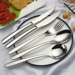 Heavy Duty 18/10 stainless steel silverware,Elegance design and Weight dinner knife fork and spoon cutlery flatware set