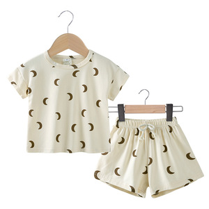 Vêtements de maison d'inspiration danoise pour enfants Ensemble de pyjamas d'été pour bébés Style décontracté Short en pur coton pour garçons et filles - Product Image 4