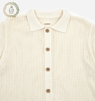 KD fabricant de tricot personnalisé OEM ODM été lâche côtes poignets boutons 100% coton maille évider hommes tricot chemise Cardigan