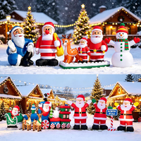 Décoration de fête de Noël en plein air, Père Noël et bonhomme de neige gonflables
