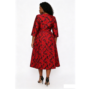 Vestidos de fiesta elegantes con estampado floral, de spandex y poliéster de primera calidad, populares para iglesia, para mujeres de talla grande. - Product Image 2