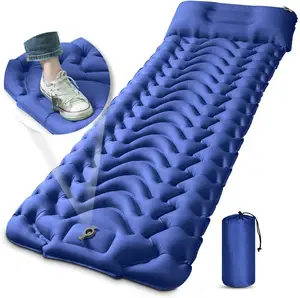 نفخ التخييم وسادة النوم مع وسادة بنيت في مضخة مدمجة خفيفة للماء التخييم مرتبة هوائية للمشي