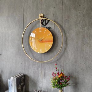 Horloge murale en fer silencieuse avec lumière LED et pendule, design artistique en métal, 50x72,5 cm, vente directe d'usine, décoration pour salon, décoration intérieure - Product Image 6