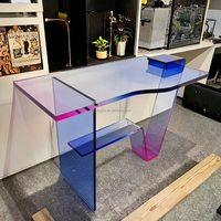 Bureau de luxe en acrylique de couleur dégradée bleu rose personnalisé Table de bureau en acrylique à usage domestique au design moderne