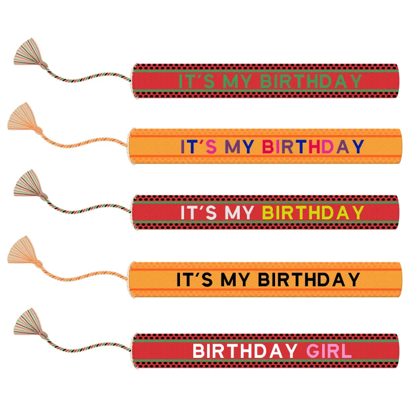 È la mia festa di compleanno per bambini braccialetti con nappe ricamate con lettere personalizzate