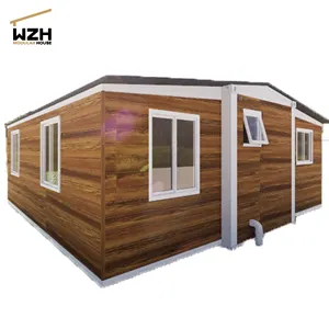 Avustralya standart lüks modüler 2 yatak odalı genişletilebilir konteyner ev oturma odası ve banyo