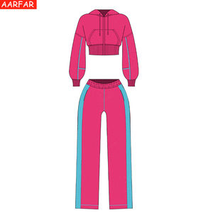 Set da <span class=keywords><strong>Donna</strong></span> Personalizzato di Qualità con Zip, Design a Vita Bassa, Spalle Scoperte e Felpa con Cappuccio in Tinta Unita - Product Image 3