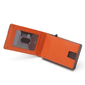 For Unisex Short Slim Bifold <b>Wallet</b> RFID Blocking Aluminum Leather Credit Card <b>Holder</b> with Open Closure Pop-Up Design Gift - Product Image 5