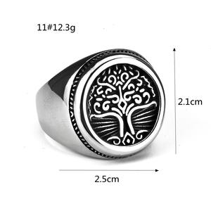 Men's Stainless Steel <b>Ring</b> Tree Of Life Pattern Hip Hop Style Round Jewelry Gift For Men - Product Image 5