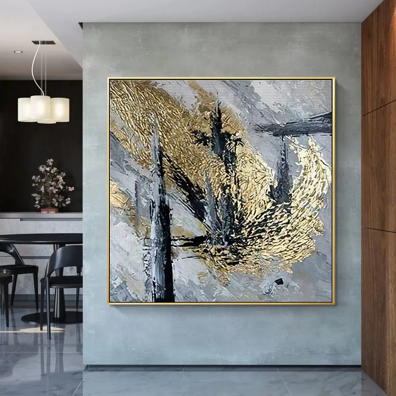 100% Hand Painted Modern Abstract Gold Foil Picture luxury handcrafted artwork oil painting handmade abstract art pictures