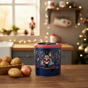 Cubo de almacenamiento de cebolla de patata de Metal de 225mm 9L Cascanueces festivo caprichoso Clara decoraciones navideñas 10kg de capacidad para artículos para el hogar - Product Image 3
