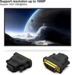 อะแดปเตอร์ SYONG DVI เป็น HDMI แบบตัวผู้ต่อตัวเมีย พร้อมสายชุบทอง 2 ชิ้น ตัวแปลงพอร์ต DVI-D แบบสองทิศทาง รองรับความละเอียด 4K 1080P - Product Image 5
