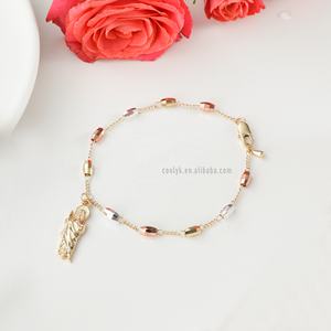 Tricolor 14k chapado en Oro de la Virgen de Guadalupe esclavo y St Bennedict Oro Laminado Brazalete de la Virgen de Guadalupe y de San Benito, 3 colores - Product Image 4