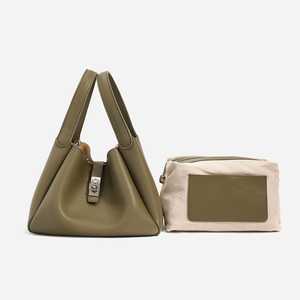 Bolsos femeninos OEM Premium Cuero Vaca Liso Crossbody Bolso Mujer Cierre Geométrico Asa Superior Mayorista Fábrica Custom Logo - Product Image 3