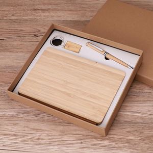 2025 personalizado promocional de lujo A5 respetuoso con el medio ambiente diario bambú Business Notebook regalo conjunto con Pen Flash Drive - Product Image 2
