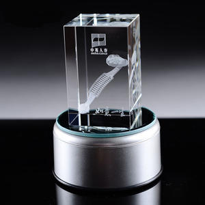 Cubo de cristal láser 3D con base de luz LED, con luz LED, en forma de cubo - Product Image 3