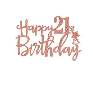 Topper de oro rosa para tarta de <span class=keywords><strong>feliz</strong></span> <span class=keywords><strong>cumpleaños</strong></span> para niños, decoración de pastelería para cupcakes adultos 11th 18th 35 - Product Image 4