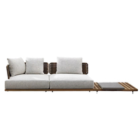 Modernes Holz-Dreisitzer-Outdoor-Sofa-Set mit Wasserdichten Langlebigen Stoffkissen für Hotels, Villen, Parks, Bauernhäuser