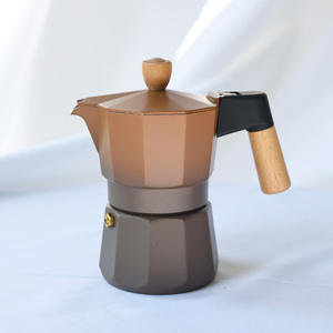 2025 personnalisé dégradé brun 3 tasses <span class=keywords><strong>Moka</strong></span> Pot expresso café cuisinière haut Cafetera Italiana avec Dosificador café Molido Pots - Product Image 1