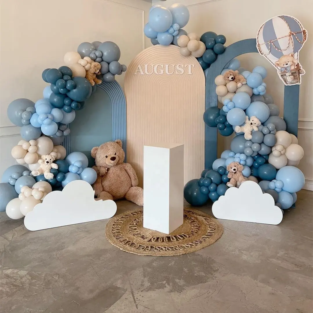 Ice mist blue aquamarine retro latex Balloon bear theme Arch Garland kit for kid birthday baby shower wedding christening Party