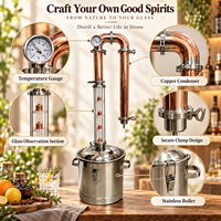 Colonne de Distillation d'Alcool en Acier Inoxydable et Cuivre Rouge de Haute Qualité 30L pour Usage Domestique, Équipement de Distillation de Whisky et de Liqueurs