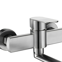 Robinet mitigeur thermostatique mural pour douche de salle de bain à longue tige en acier inoxydable 304