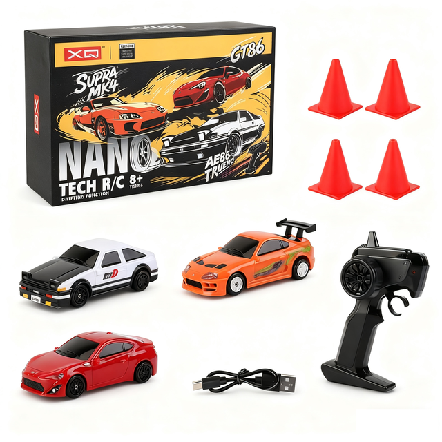 EPT 1:64 Mini Rc Drift Car 4Wd 2.4Ghz Remote Control Desktop Cars with LED Lights