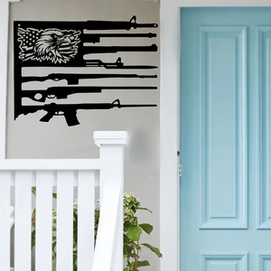 Décoration Murale Métallique Classique Aigle Drapeau Américain Art Déco pour Amateurs d'Armes à Feu - Ornement Mural Métallique pour Anniversaire - Product Image 5