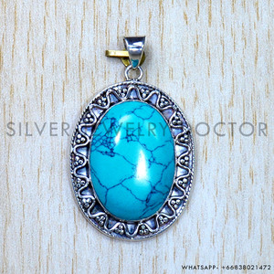 925 plata esterlina nuevo diseñador joyería turquesa piedra preciosa colgante - Product Image 2