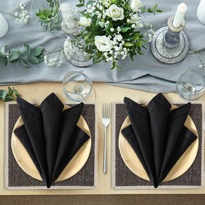 Serviettes de table noires, nappes, linge de table, taille personnalisée 50*50 - Product Image 3