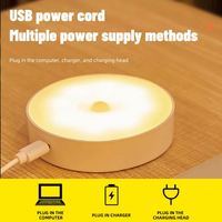 Mini-lampe LED intelligente murale sans fil à 3 couleurs, intensité réglable, rechargeable par USB, pour éclairage sous armoire et veilleuse