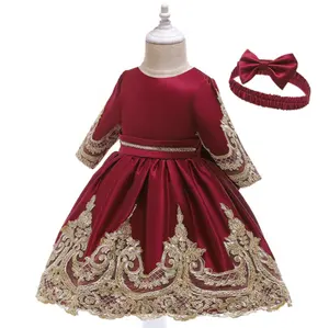 女の赤ちゃんのドレス子供ガウンレースプリンセスドレス女の子のための長袖誕生日パーティーInfanti Vestidos子供クリスマス服