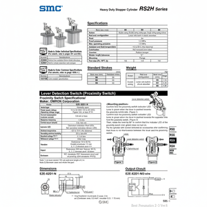 Cilindro de tope de servicio pesado de SMC Pneumatics - Product Image 1