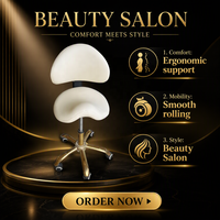 Tabouret de beauté roulant réglable avec dossier en cuir PU, chaise de technicien de salon pour spa, manucure, coiffure et salon de beauté